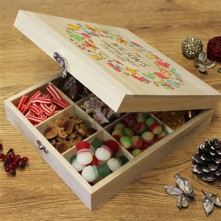 Personalised Retro Sweets Christmas Wooden Box product image