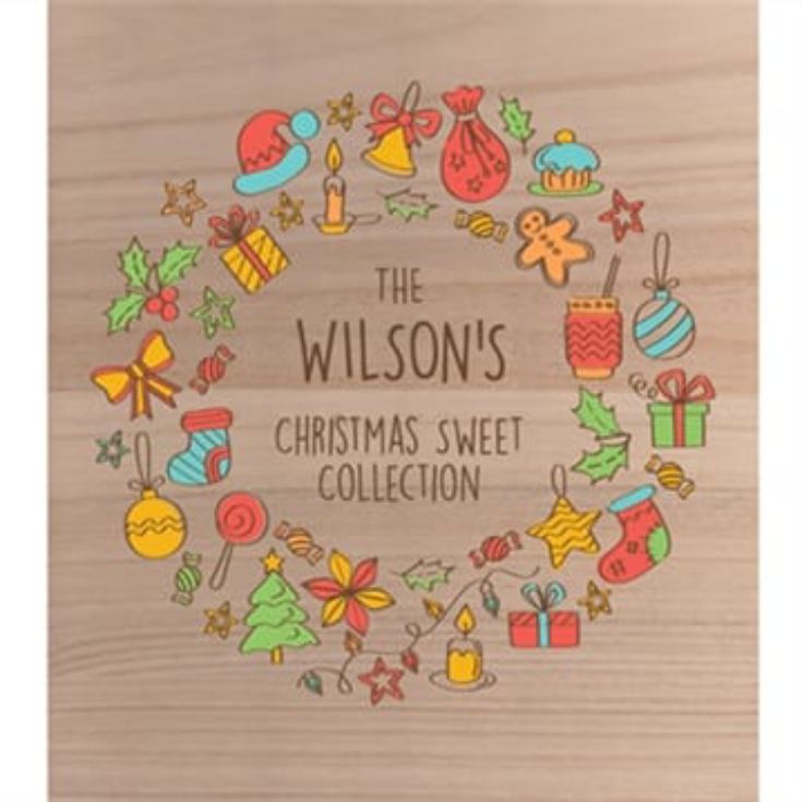 Personalised Retro Sweets Christmas Wooden Box product image