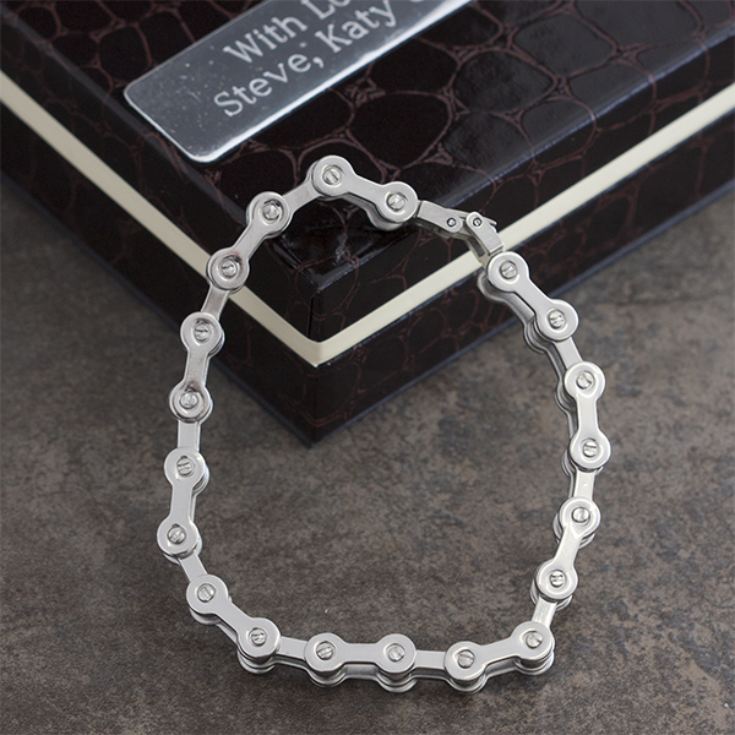 Stainless Steel Bike Chain Bracelet in Personalised Gift Box The Gift