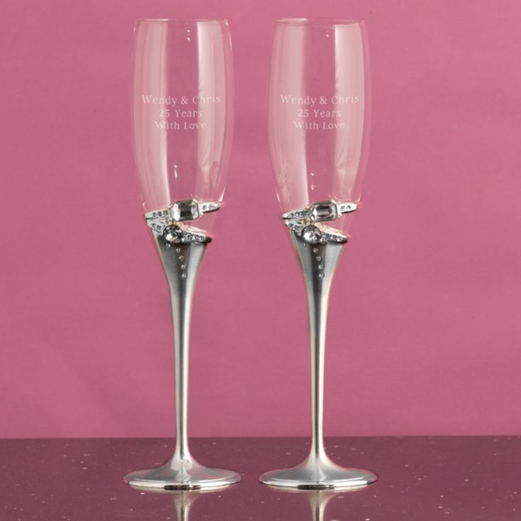 Personalised Pair Of Luxury Rings Champagne Flutes The Gift Experience