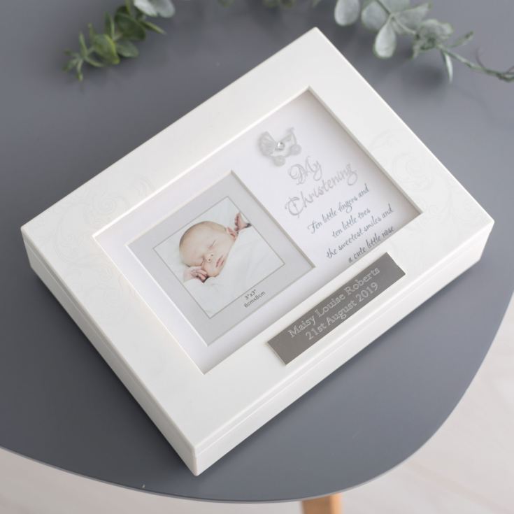 Personalised My Christening Musical Trinket Box With Frame Lid The