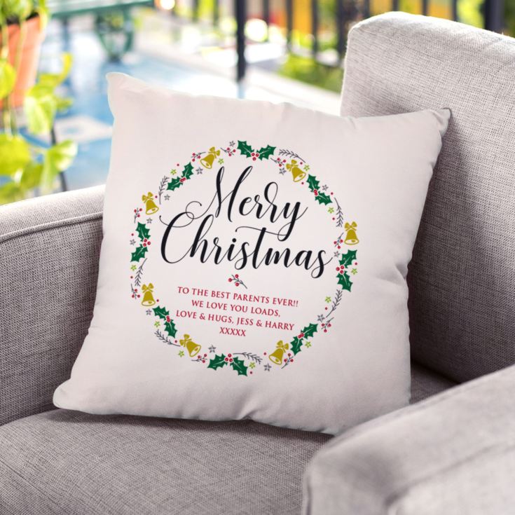 Personalised Christmas Wreath Cushion product image