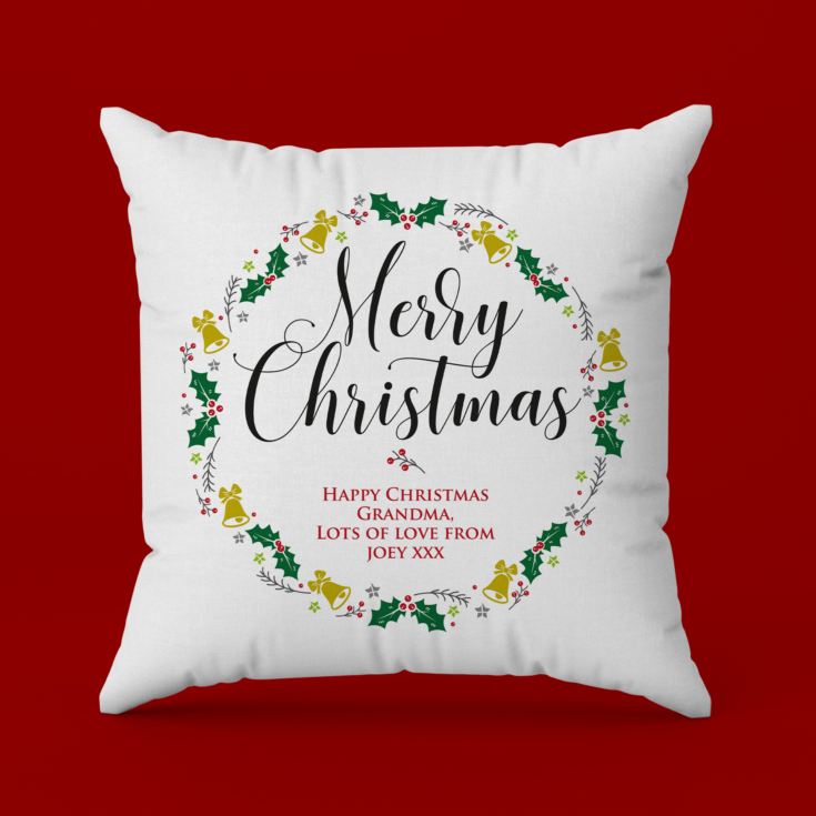 Personalised Christmas Wreath Cushion product image