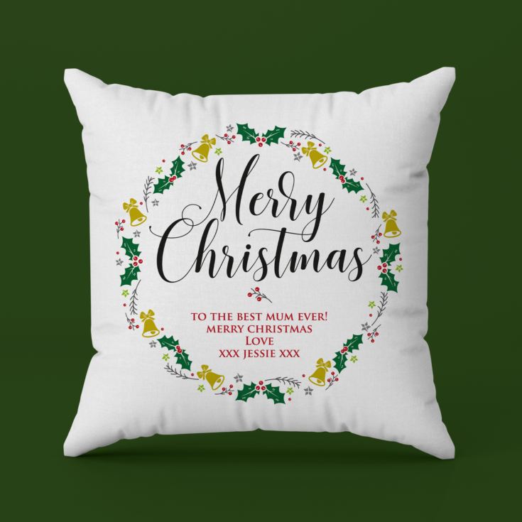 Personalised Christmas Wreath Cushion product image