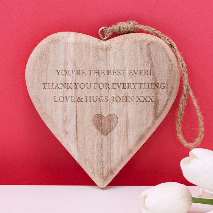 Personalised Chunky Hanging Wooden Heart The Gift Experience