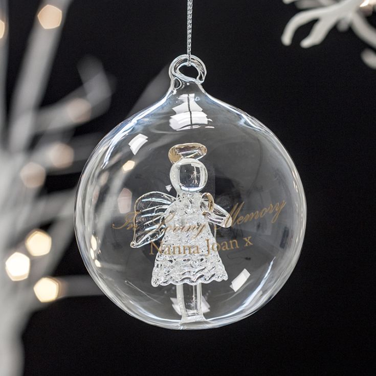 Personalised In Loving Memory Glass Angel Bauble product image