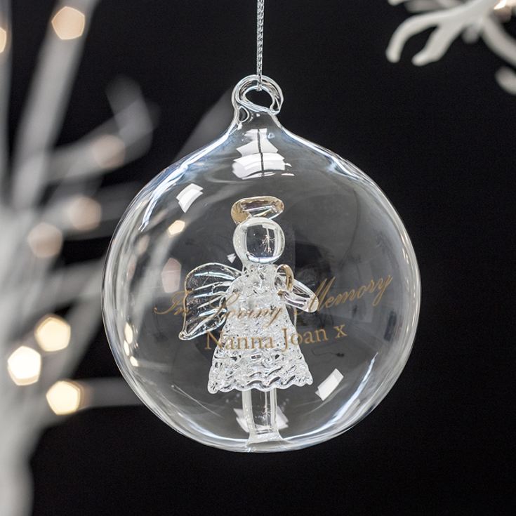 Personalised In Loving Memory Glass Angel Bauble The Gift Experience