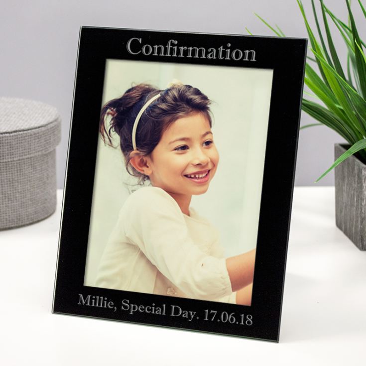 Personalised Confirmation Black Glass Frame product image