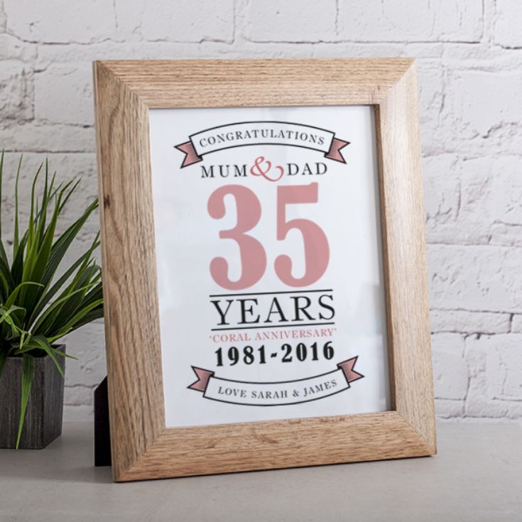 Personalised Coral Anniversary Framed Print product image