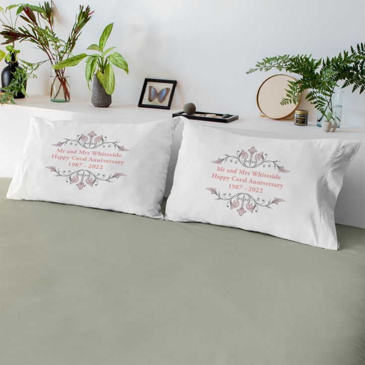 Personalised Coral Anniversary Pillowcases product image