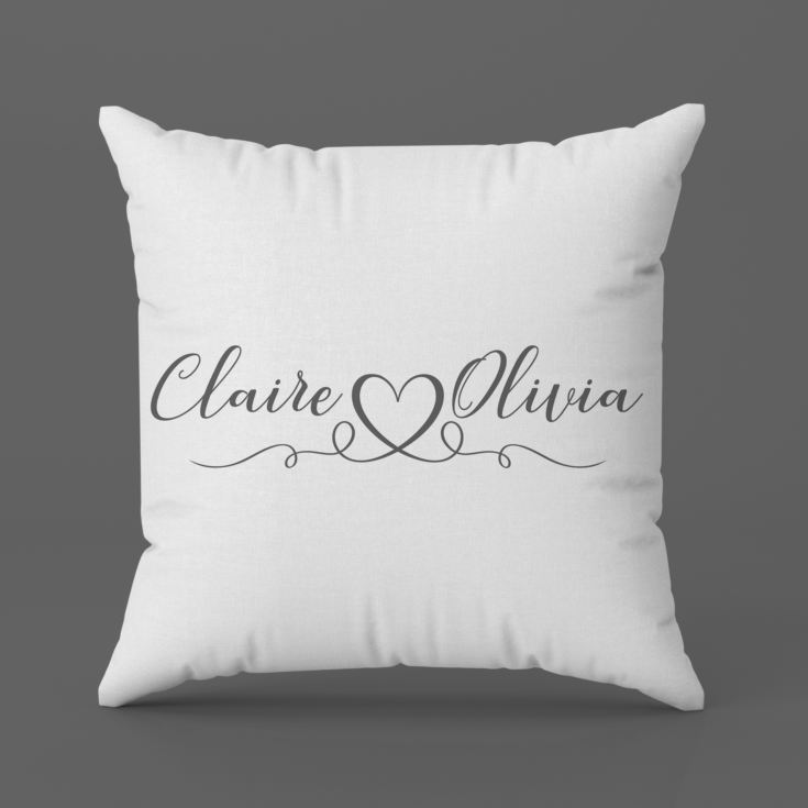 Personalised Couple Names Luxury Grey Cushion product image