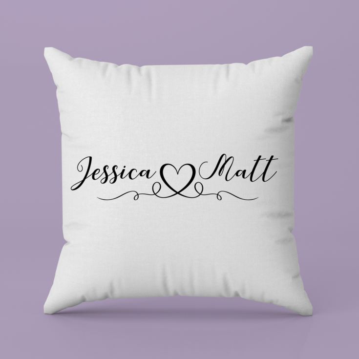 Personalised Couple Names Luxury Grey Cushion product image