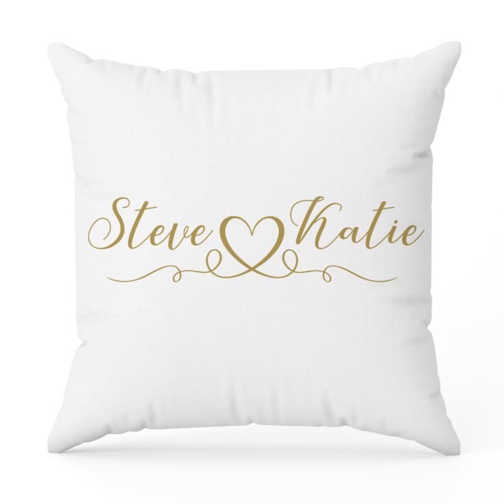 Personalised Couple Names Luxury Grey Cushion product image
