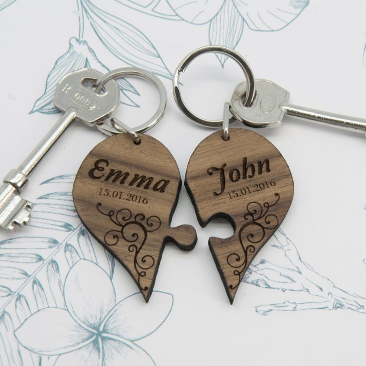 Couples' Romantic Joining Heart Personalised Keyring product image