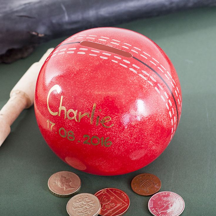 Personalised Herringbone China Cricket Ball Money Box The Gift Experience