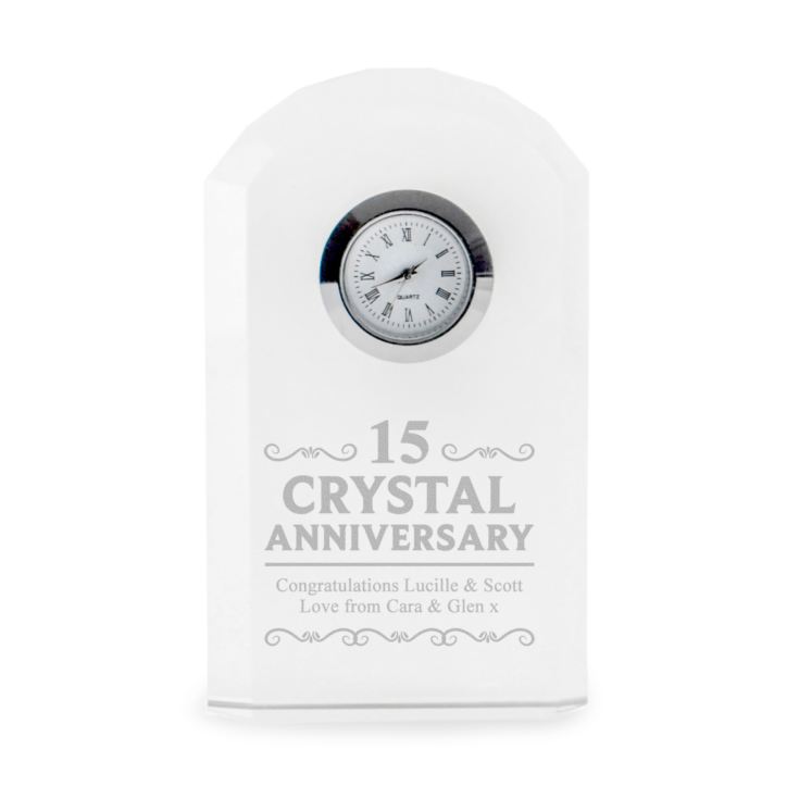 Engraved Fifteenth Wedding Anniversary Mantel Clock product image