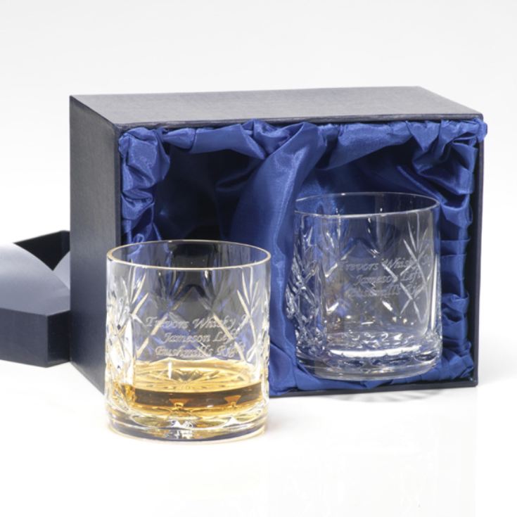 Pair of Engraved Cut Crystal Whisky Tumblers The Gift Experience