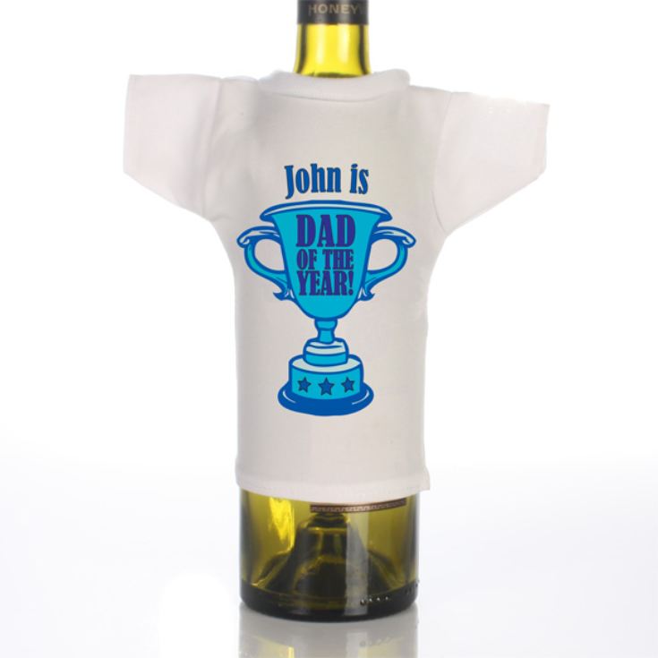 Dad of the Year Personalised Wine Bottle T-Shirt product image