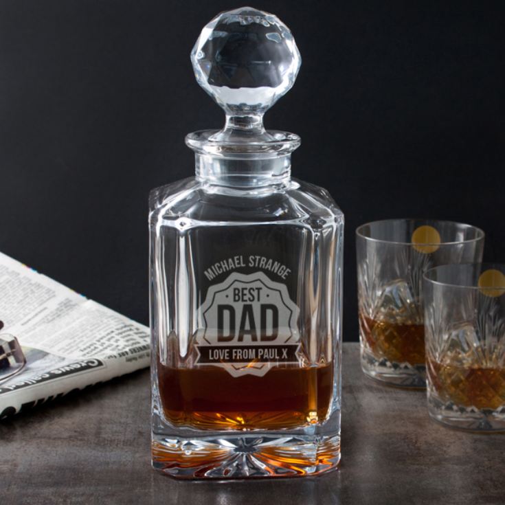 Personalised Best Dad Square Crystal Decanter product image