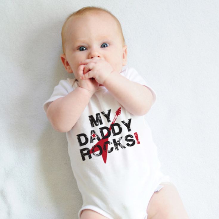 Personalised My Daddy Rocks Baby Grow product image