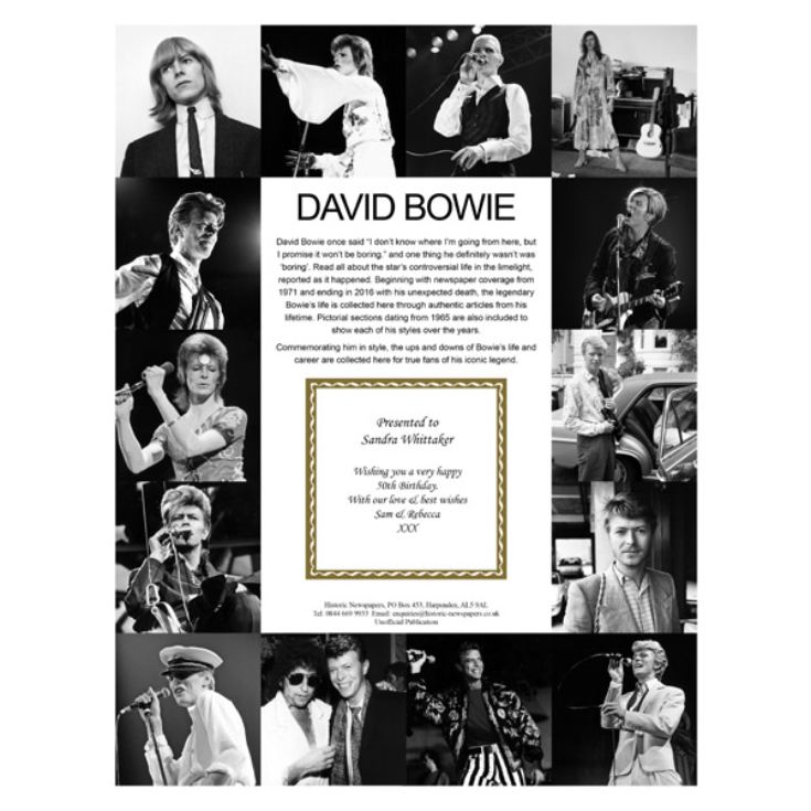 David Bowie Pictorial Edition Newspaper Book product image