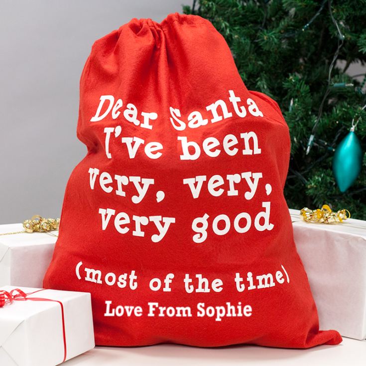 Personalised Red ‘Dear Santa’ Felt Sack product image