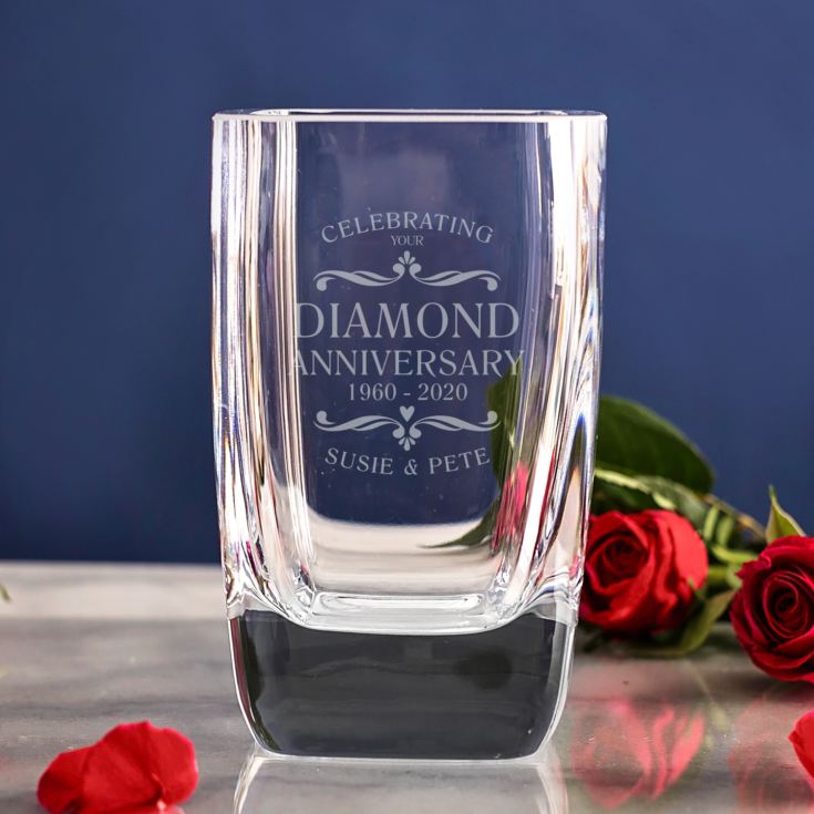 Personalised Diamond Wedding Anniversary Glass Vase The Gift Experience