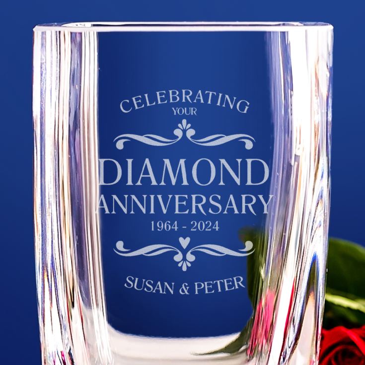 Personalised Diamond Wedding Anniversary Glass Vase product image