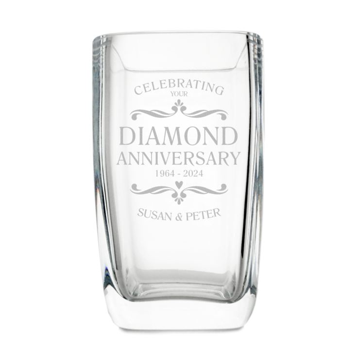 Personalised Diamond Wedding Anniversary Glass Vase product image