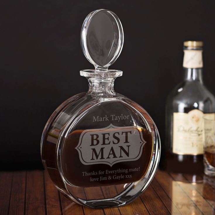 Personalised Best Man Lead Crystal Disc Decanter The Gift Experience