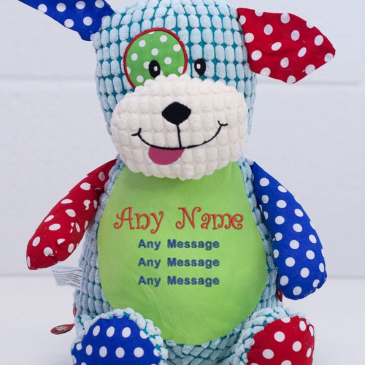 Personalised Embroidered Cubbies Harlequin Dog Soft Toy product image