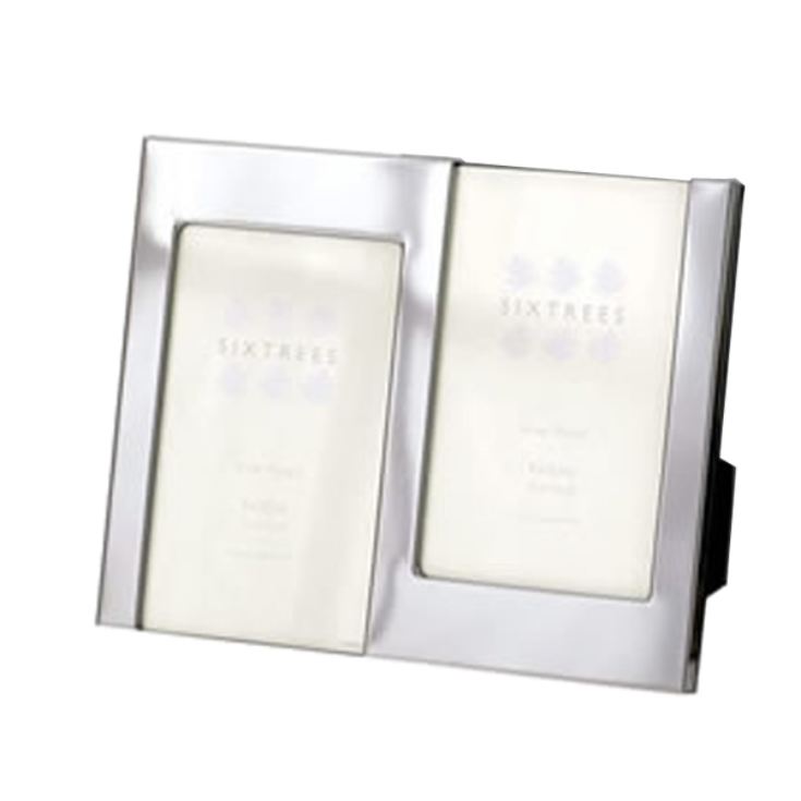 Engraved Shiny Silver Double Photo Frame The Gift Experience