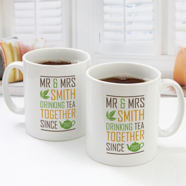 Personalised Pair Of Drinking Coffee Together Since Mugs product image