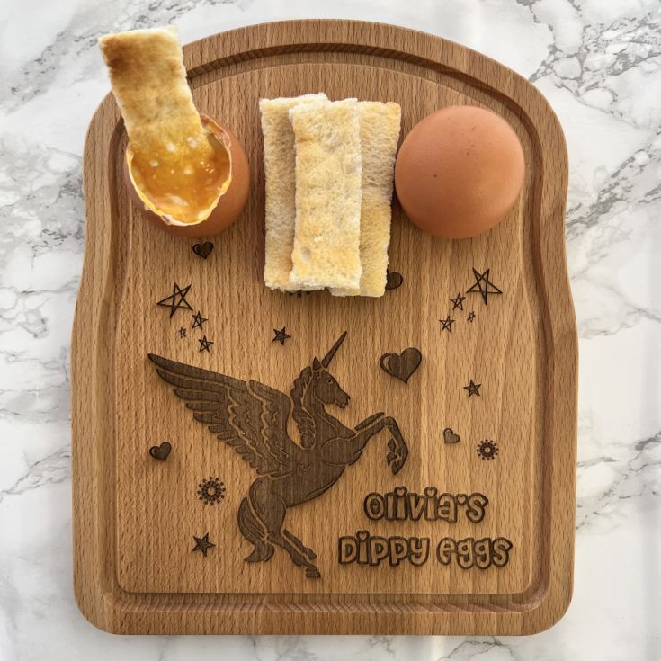 Personalised Dippy Eggs Breakfast Board - Unicorn Design product image