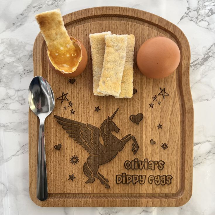 Personalised Dippy Eggs Breakfast Board - Unicorn Design product image