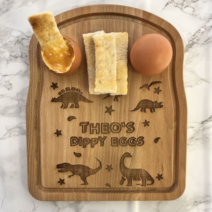 Personalised Dippy Eggs Breakfast Board - Dinosaur Design product image