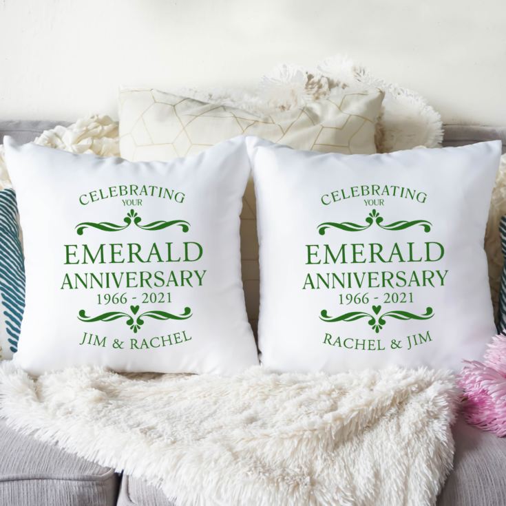 Personalised Pair Of Emerald Anniversary Cushions product image