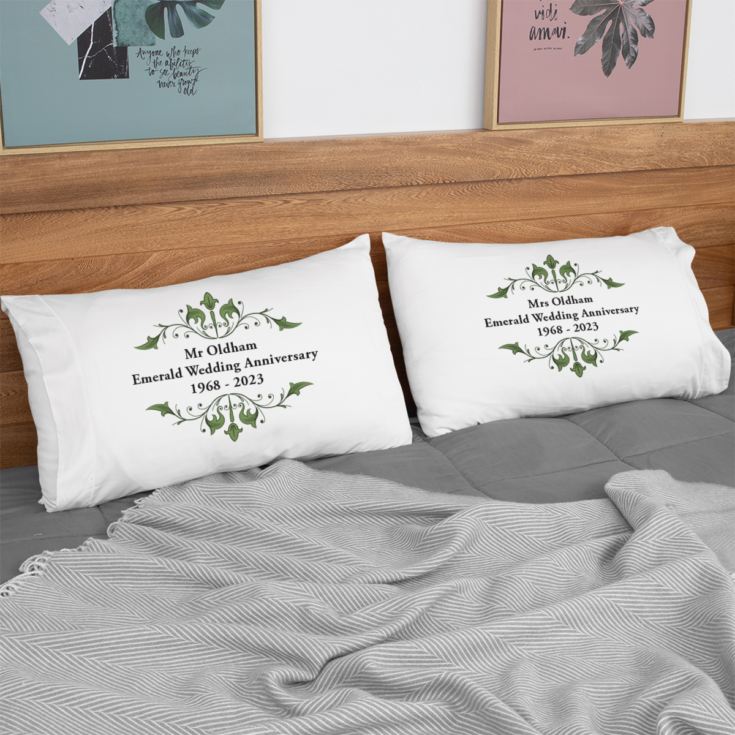 Personalised Emerald Anniversary Pillowcases product image