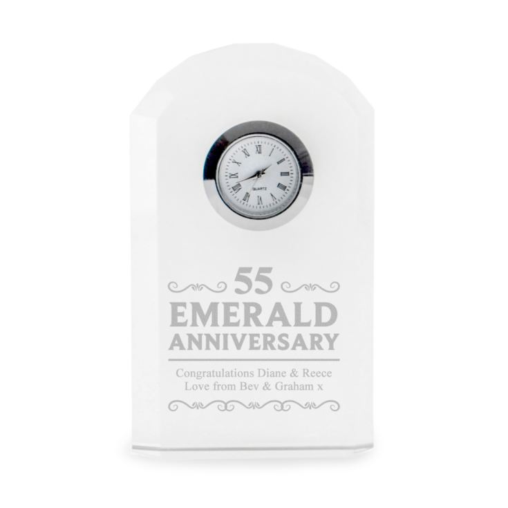 Engraved Emerald Wedding Anniversary Mantel Clock product image