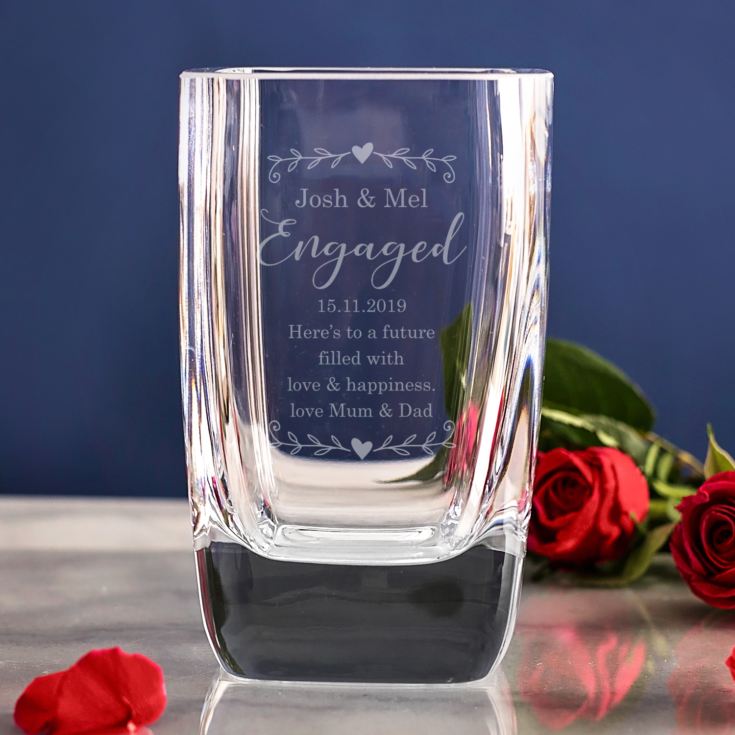 Personalised Engaged Glass Vase product image