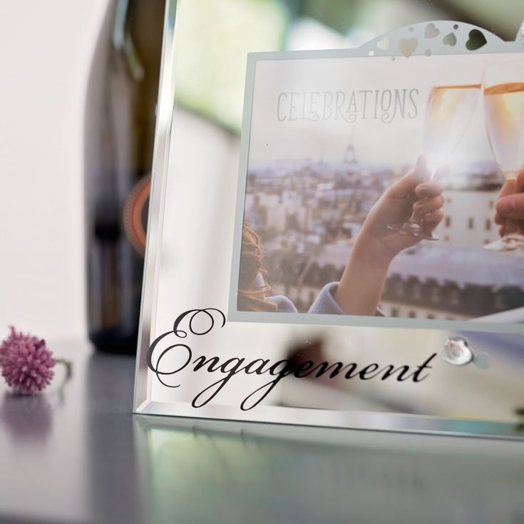 Glass Engagement Frame With Crystals The Gift Experience