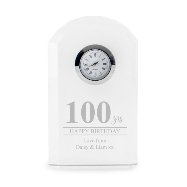 Engraved 100th Birthday Mantel Clock product image