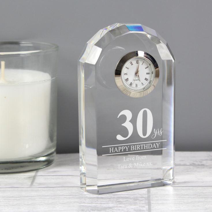 Engraved 30th Birthday Mantel Clock product image