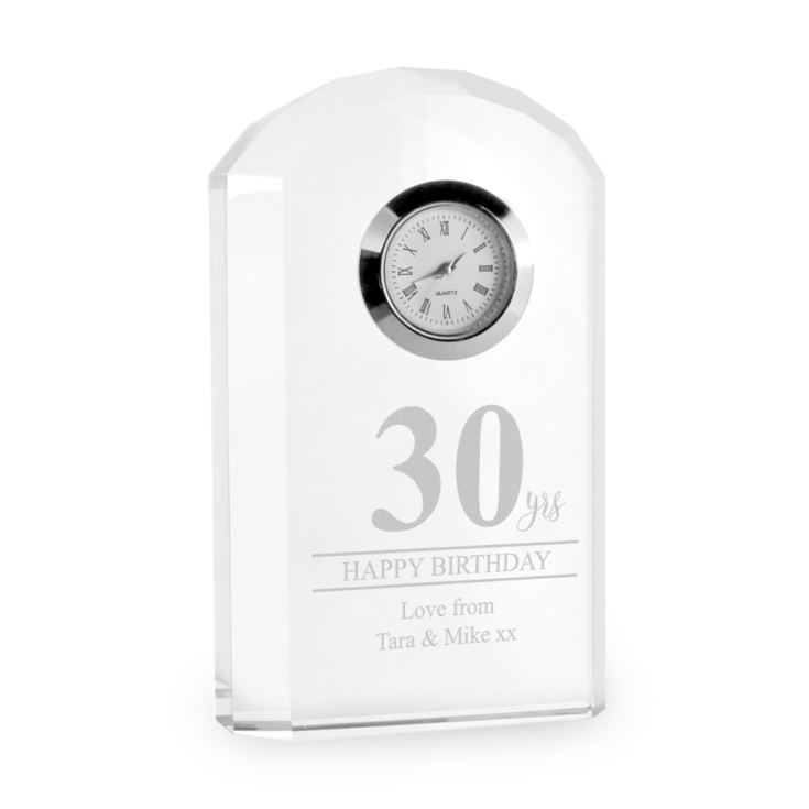 Engraved 30th Birthday Mantel Clock product image