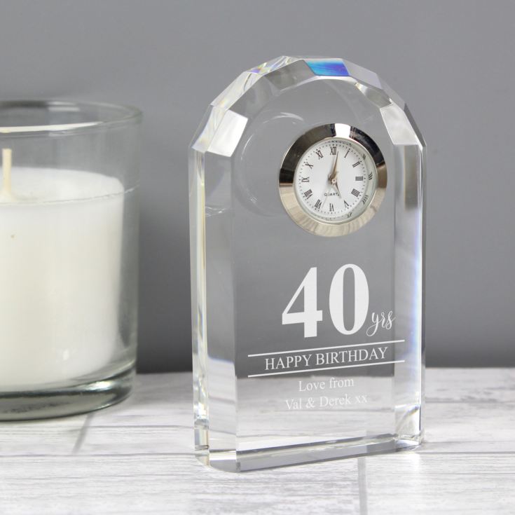 Engraved 40th Birthday Mantel Clock product image