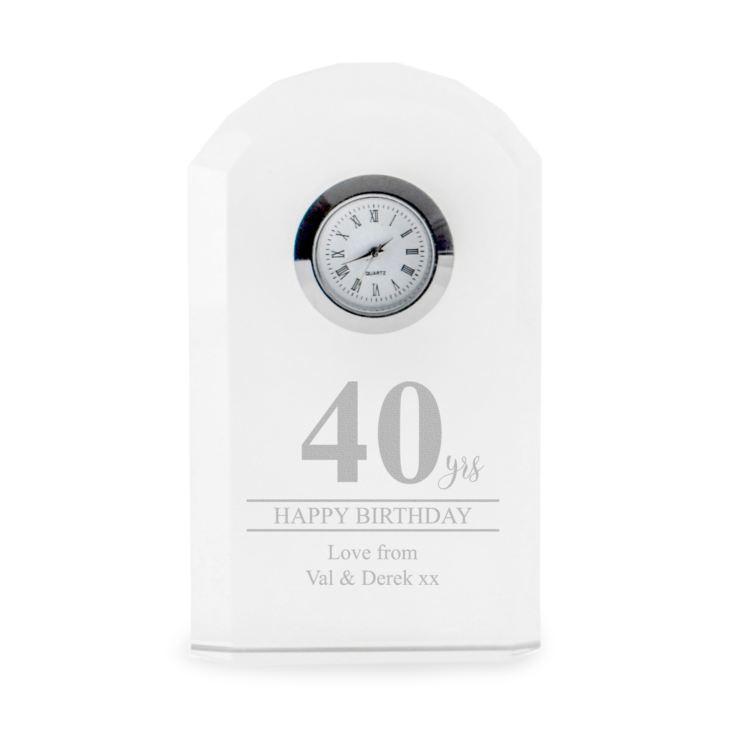 Engraved 40th Birthday Mantel Clock product image