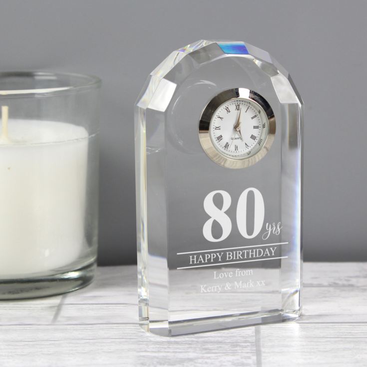 Engraved 80th Birthday Mantel Clock product image