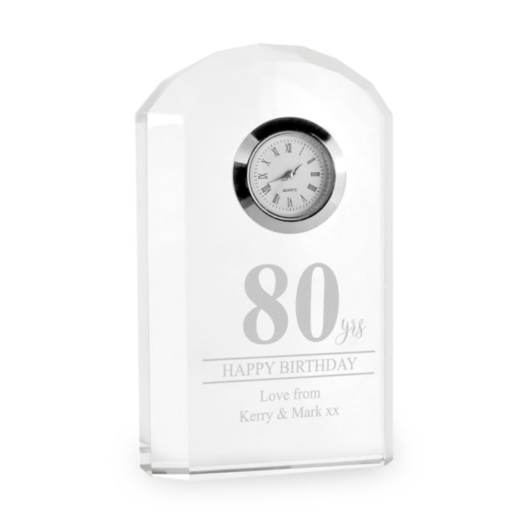 Engraved 80th Birthday Mantel Clock product image