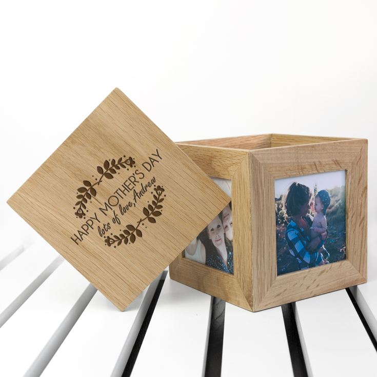 Engraved Happy Mother’s Day Oak Photo Cube product image