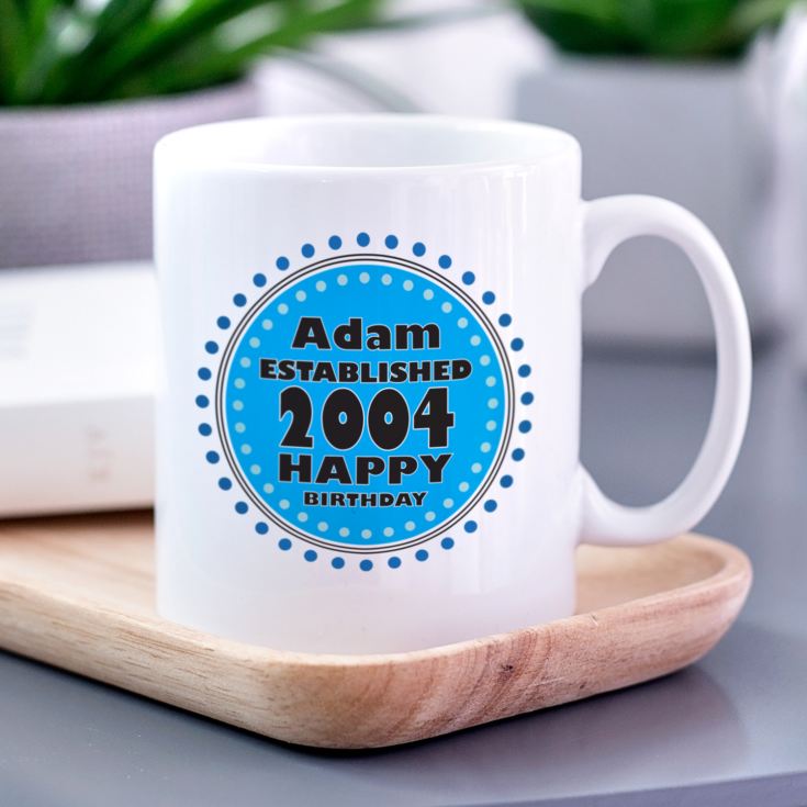 Established in... Personalised 18th Birthday Mug Blue product image